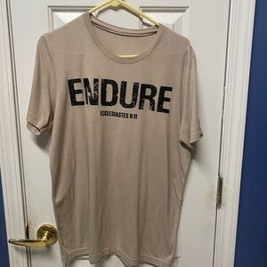 Inspirational tshirt ENDURE short sleeve crew neck tan black writing